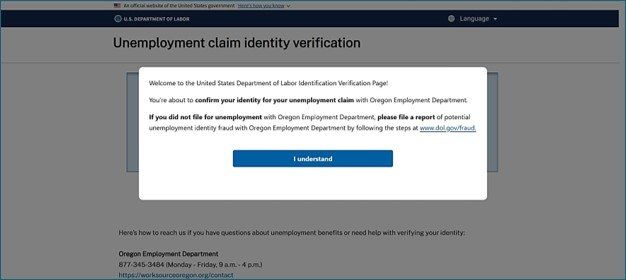 An example of the welcome screen of the U.S. Department of Labor website.